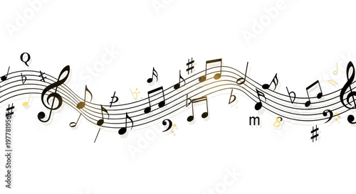Musical Notes and Sheet Music Wave - Elegant Melody and Harmony