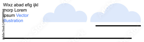 Weather icons, minimal design, abstract , digital projects, graphic backgrounds, templates. Two cloud shapes and horizontal black lines on white. Weather icons and minimal design concept