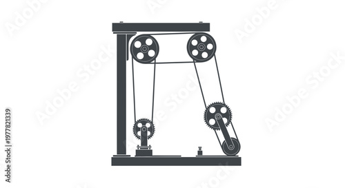 Mechanical System with Pulleys and Gears - Industrial Engineering Concept