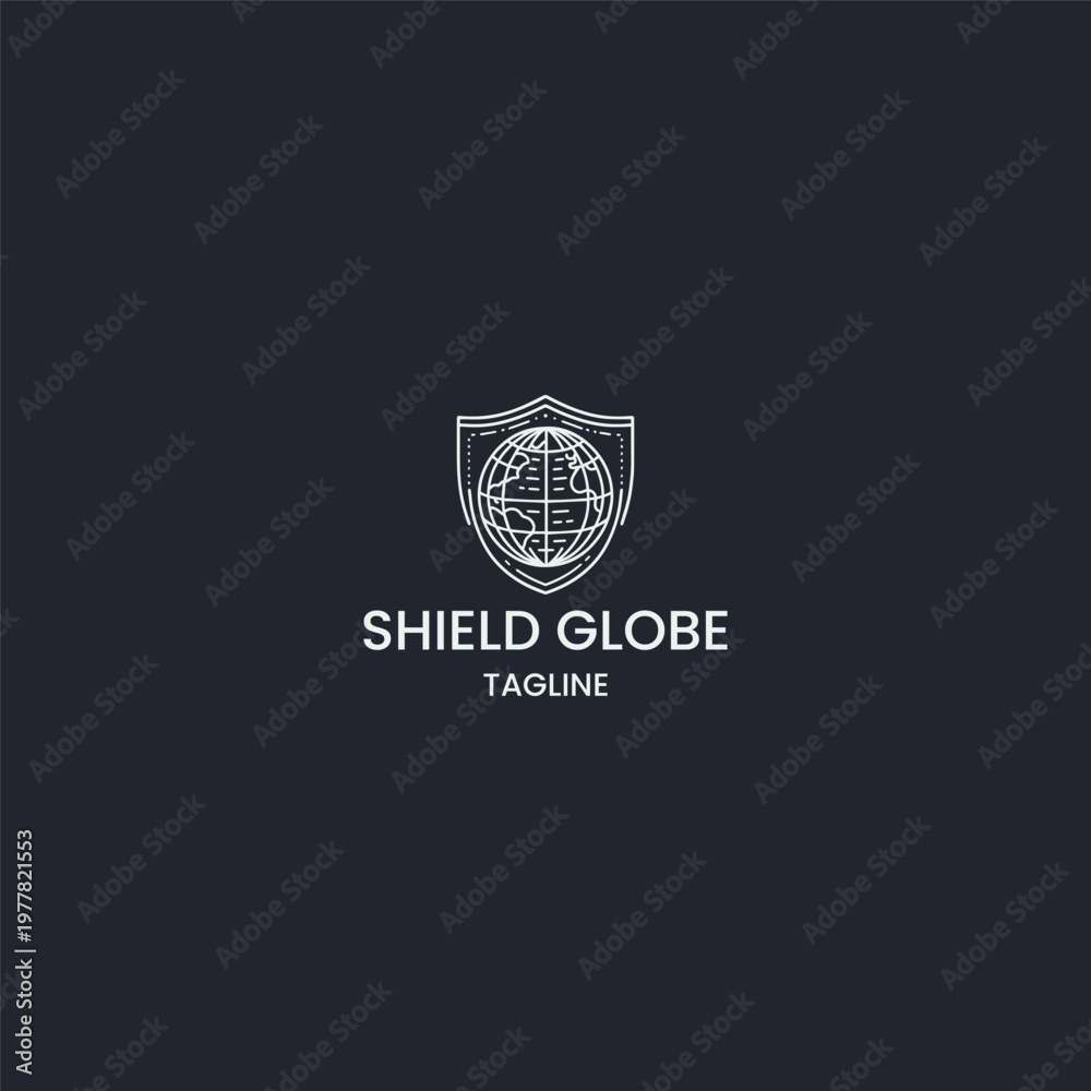 Fototapeta premium Shield globe logo icon design template vector illustration