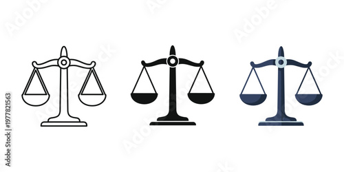 set of justice scales vector illustration, flat design