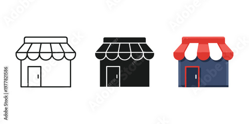 storefront awnings vector illustration, flat design