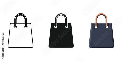 Three stylish handbags in different colors vector illustration