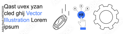Human resources, workforce selection, recruitment, technology, career management, automation. A hand selecting HR from a network and gear processes. Human resources and workforce selection concept