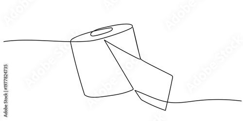 Single continuous line drawing of a roll of tissue paper. One line design vector illustration Editable stroke.