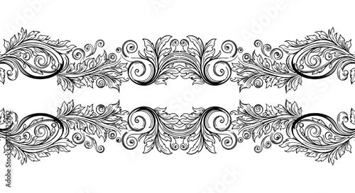 Ornate floral border design elements.
