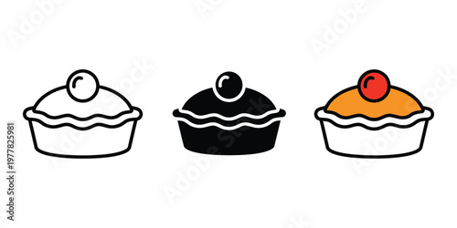 three cupcakes with different toppings isolated on transparent background