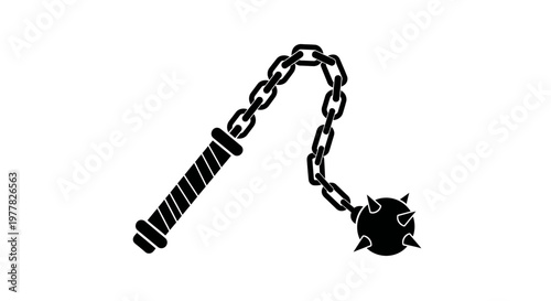 Medieval Flail Weapon Illustration - Historical Combat Tool