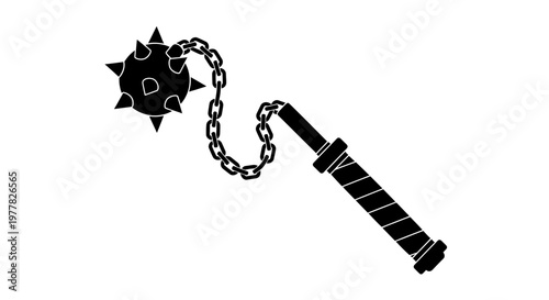Medieval Flail Weapon Illustration - Spiked Ball and Chain