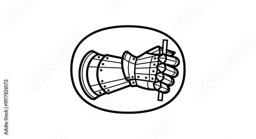 Medieval Gauntlet Holding Drumstick - Historical Weaponry Illustration