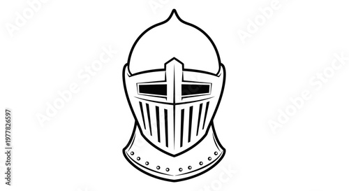Medieval Knight Helmet Illustration - Protective Headgear Concept