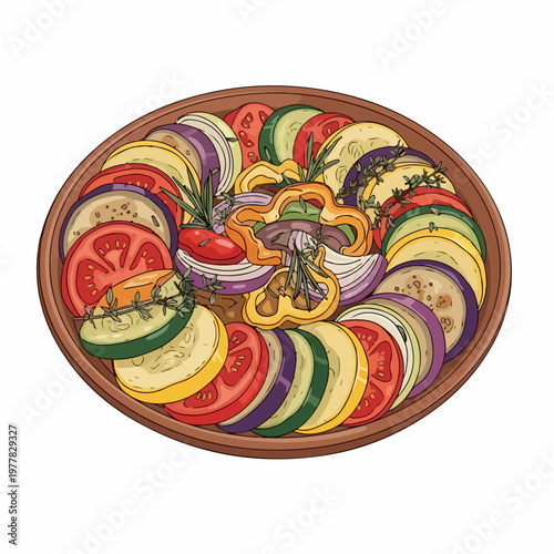 vector illustration of typical french ratatouille
