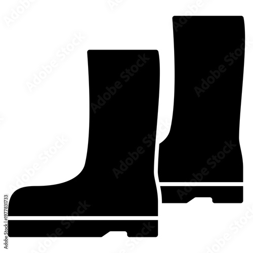 set of black rubber boots