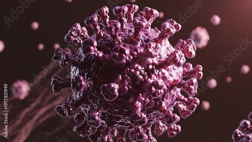 Realistic 3D Render of Coronavirus Particles and Pathogens