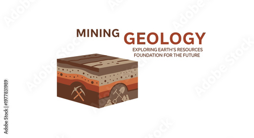 Mining Geology Illustration with Earth Layers and Tools