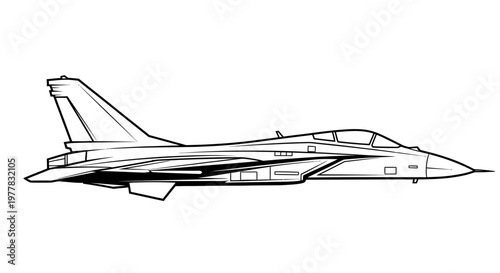 Military Jet Aircraft Side View Illustration
