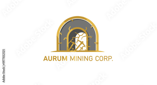 Mining Entrance Illustration with Mountain Landscape Background