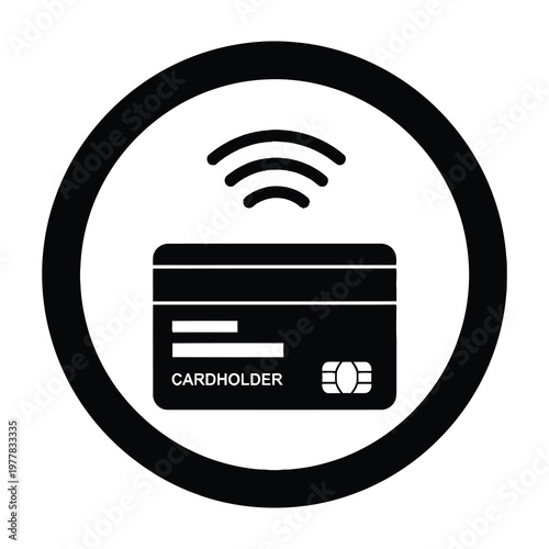 Contactless credit card payment technology symbol with wifi signal