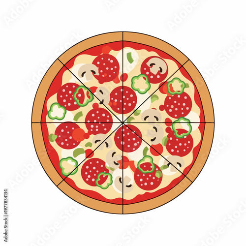 hot pizza food vector illustration