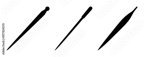 Acupuncture needles set with solid black icon on white background featuring acupuncture, needle, icon with medical and symbolic