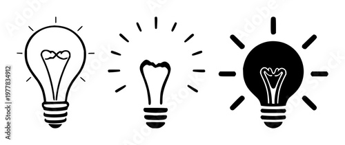 Idea Spark Icon set with solid black icon on white background featuring idea spark icon, single symbol, minimal design with concept and illustration