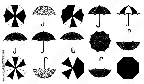 Umbrella vector pattern clip art decorative rainy season design collection isolated on white background