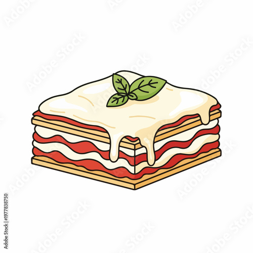 lasagna food vector illustration on white background