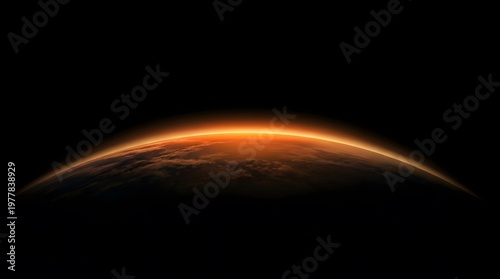A breathtaking view of the Earth from space with a vibrant orange sunrise