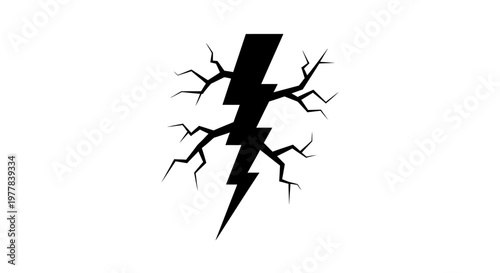 Black lightning bolt with cracks.
