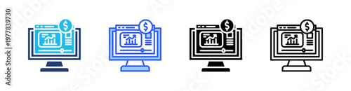 Stocks Multiple Style Icon Set Collection Pack Web Banner Vector 