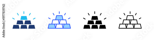 Gold Multiple Style Icon Set Collection Pack Web Banner Vector 