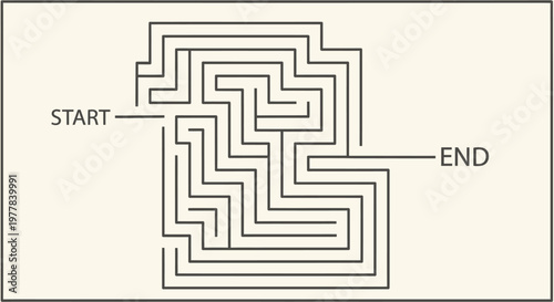 A complex maze with a start and end point.