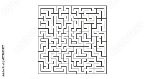 Black and white maze puzzle illustration.