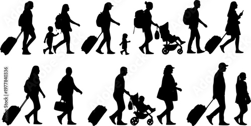 Silhouettes of people for digital model of architecture and urbanism Vector illustration