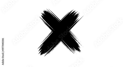 A black brush stroke X symbol.