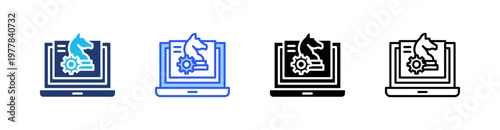 Digital Strategy Multiple Style Icon Set Collection Pack Web Banner Vector 