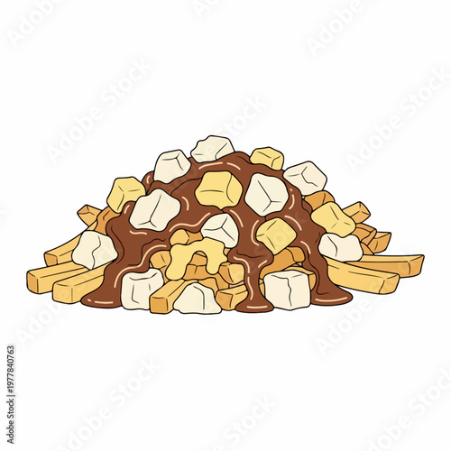vector illustration of typical canadian poutine food