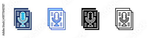 Podcast Episode Multiple Style Icon Set Collection Pack Web Banner Vector 