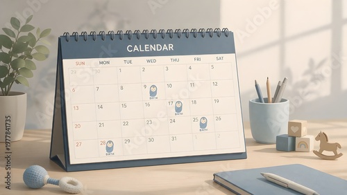 Sparse Birth Dates – Minimalist Calendar Symbolizing Declining Birth Rates