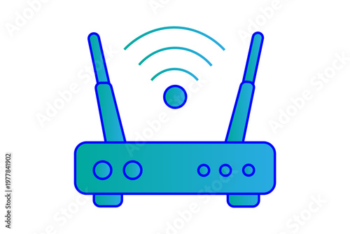 This fifth image is a stylized, minimalist illustration of a Wi-Fi router or modem.