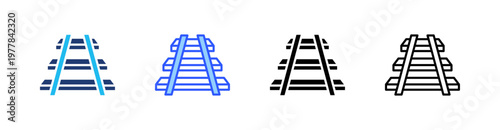 Railway Multiple Style Icon Set Collection Pack Web Banner Vector 