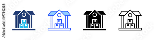 Warehousing Multiple Style Icon Set Collection Pack Web Banner Vector 