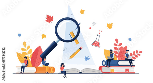 People Studying With Magnifying Glass.