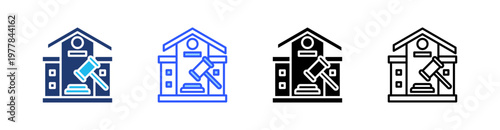 Judiciary Multiple Style Icon Set Collection Pack Web Banner Vector 