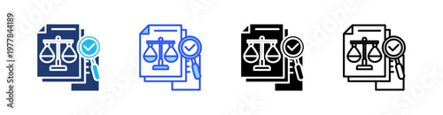 Legal Audit Multiple Style Icon Set Collection Pack Web Banner Vector 
