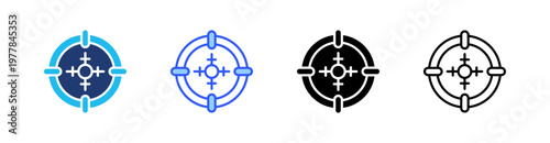 Scope Multiple Style Icon Set Collection Pack Web Banner Vector 