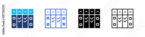 Kanban Board Multiple Style Icon Set Collection Pack Web Banner Vector 