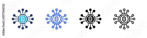 Bitcoin Multiple Style Icon Set Collection Pack Web Banner Vector 
