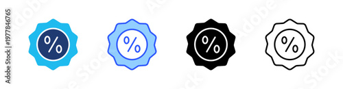 Percentage Multiple Style Icon Set Collection Pack Web Banner Vector 