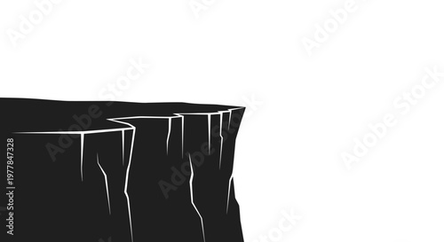 Dark Cliff Edge Silhouette Against White Sky
